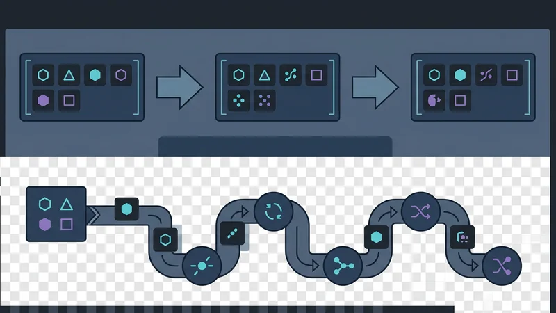 Ein Diagramm, das Eager Evaluation (Array) mit Lazy Evaluation (Iterator) vergleicht und zeigt, wie Iteratoren Elemente einzeln durch eine Pipeline verarbeiten, während Arrays bei jedem Schritt Zwischenkopien erstellen